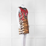 Roberto Cavalli Animal Print Wool Blend Sleeveless Dress