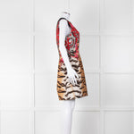 Roberto Cavalli Animal Print Wool Blend Sleeveless Dress