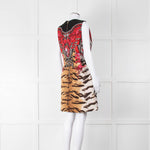 Roberto Cavalli Animal Print Wool Blend Sleeveless Dress