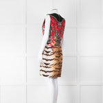 Roberto Cavalli Animal Print Wool Blend Sleeveless Dress