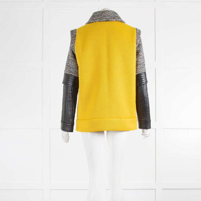 Rebecca Minkoff Black Yellow Tweed And Leather Jacket