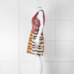 Roberto Cavalli Animal Print Wool Blend Sleeveless Dress