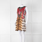 Roberto Cavalli Animal Print Wool Blend Sleeveless Dress