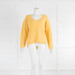 N. Peal Yellow Cashmere V Neck Jumper