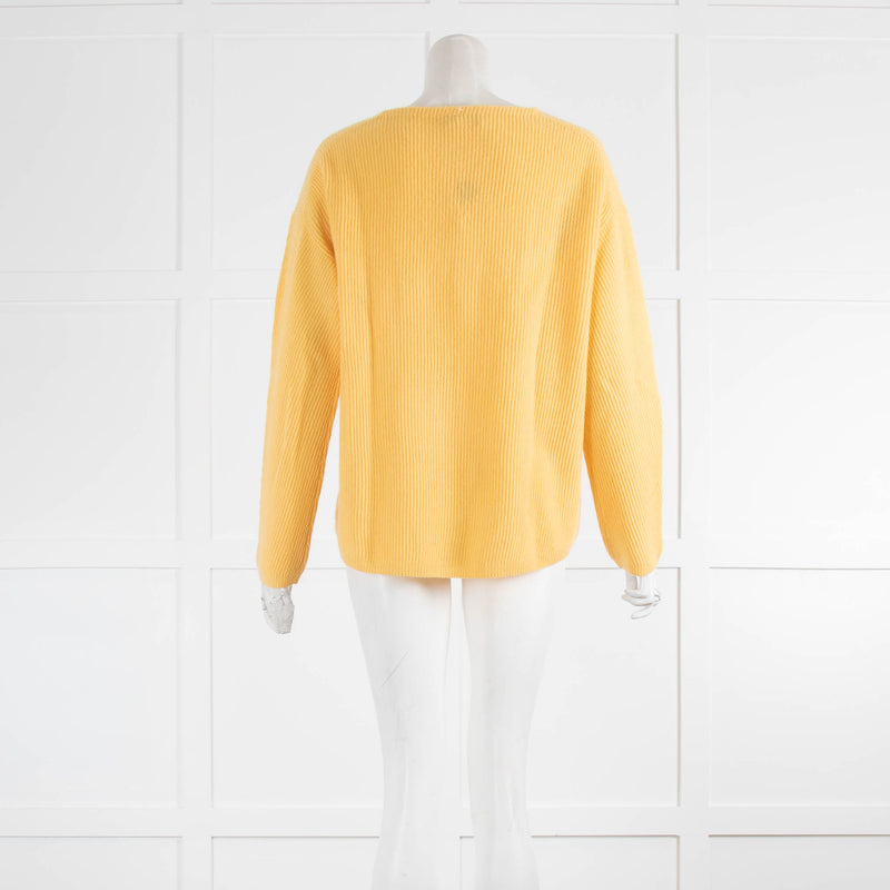 N. Peal Yellow Cashmere V Neck Jumper