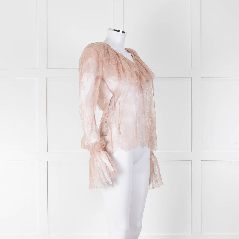 Philosophy Di Lorezo Serafini Pale Pink Frill Detail Lace Top