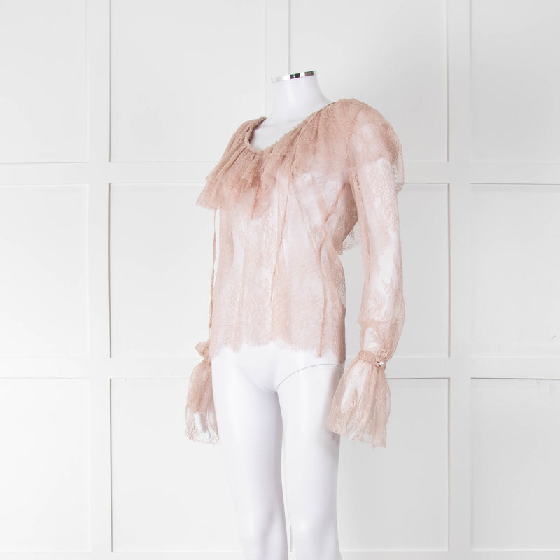 Philosophy Di Lorezo Serafini Pale Pink Frill Detail Lace Top