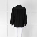 Dorothee Schumacher Black Wool Blend Frill Neck Tie Sweater