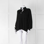 Dorothee Schumacher Black Wool Blend Frill Neck Tie Sweater