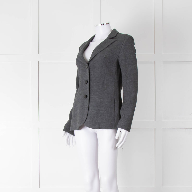 Armani Collezioni Grey Wool Blend Single Breasted Jacket