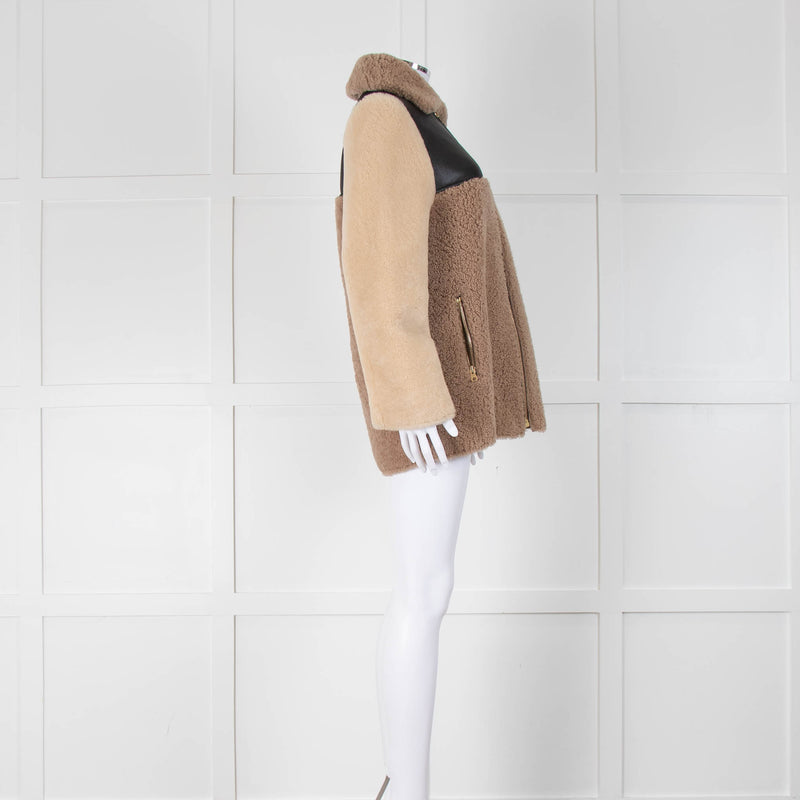 Sandro Contrast Shearling Panel Shacket