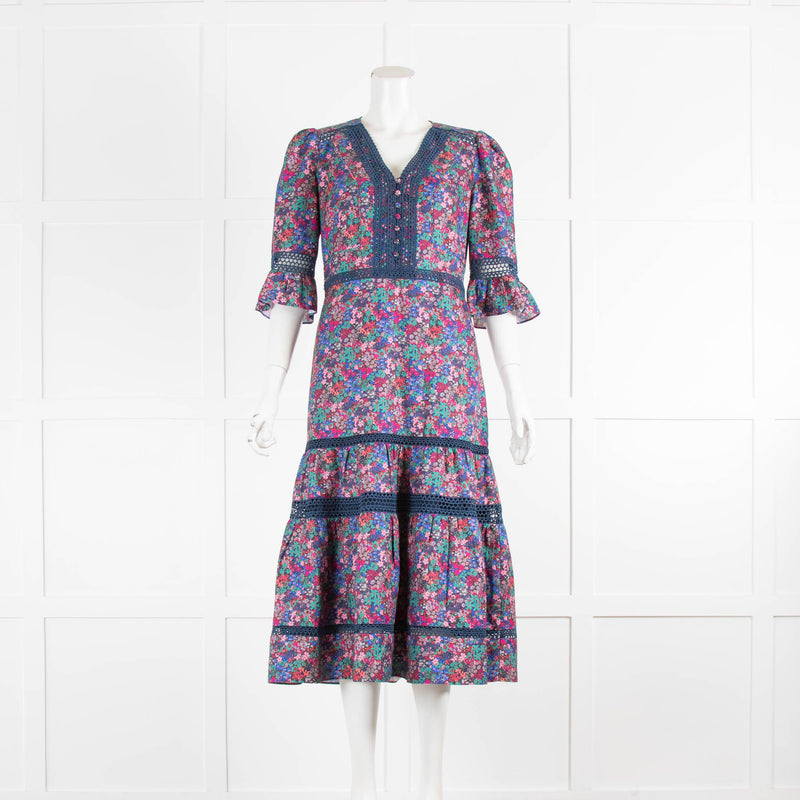 Wyse Coralie Plum Floral Silk Mix Dress