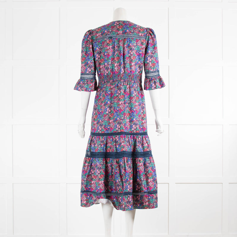 Wyse Coralie Plum Floral Silk Mix Dress