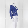 Carolina Herrera Cobalt Blue White Polka Dot Dress & Cardigan