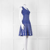 Carolina Herrera Cobalt Blue White Polka Dot Dress & Cardigan