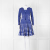 Carolina Herrera Cobalt Blue White Polka Dot Dress & Cardigan