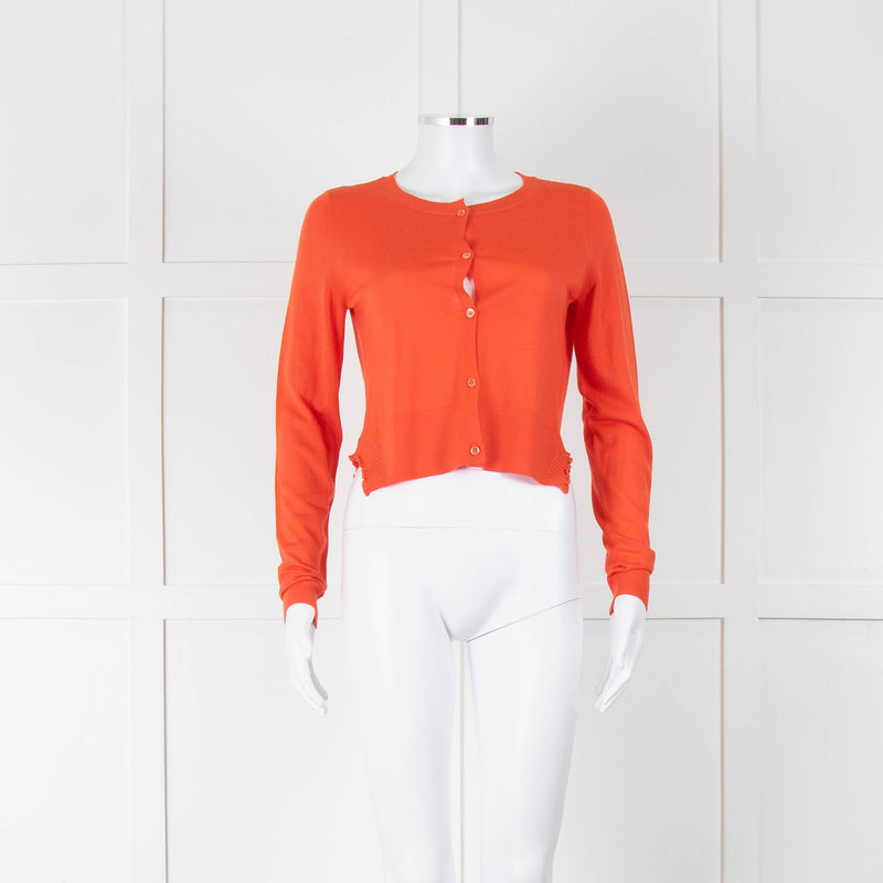 Dorothee Schumacher Orange Fine Wool Frill Edge Cardigan