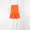 Prada Hot Orange Cotton Frill Hem Detail Skirt