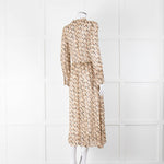 Sandro Beige Brown Boot Print Long Sleeve Dress