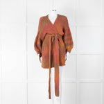 LoveShackFancy Orange Mix Cable Knit Cardigan With Tie Belt