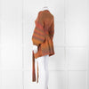 LoveShackFancy Orange Mix Cable Knit Cardigan With Tie Belt