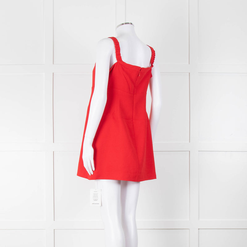 Self-Portrait Red Strappy Diamante Bow Mini Dress