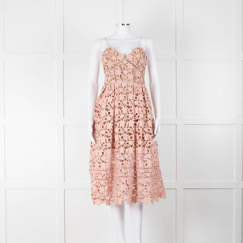 Self-Portrait Pink Lace Shoestring Strap Dress