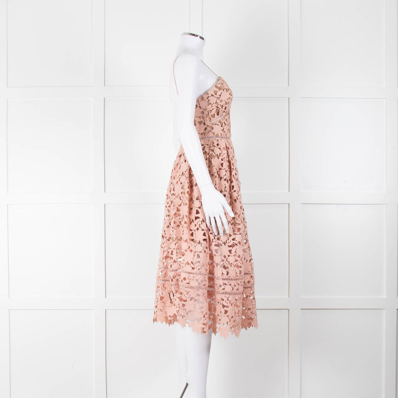 Self-Portrait Pink Lace Shoestring Strap Dress