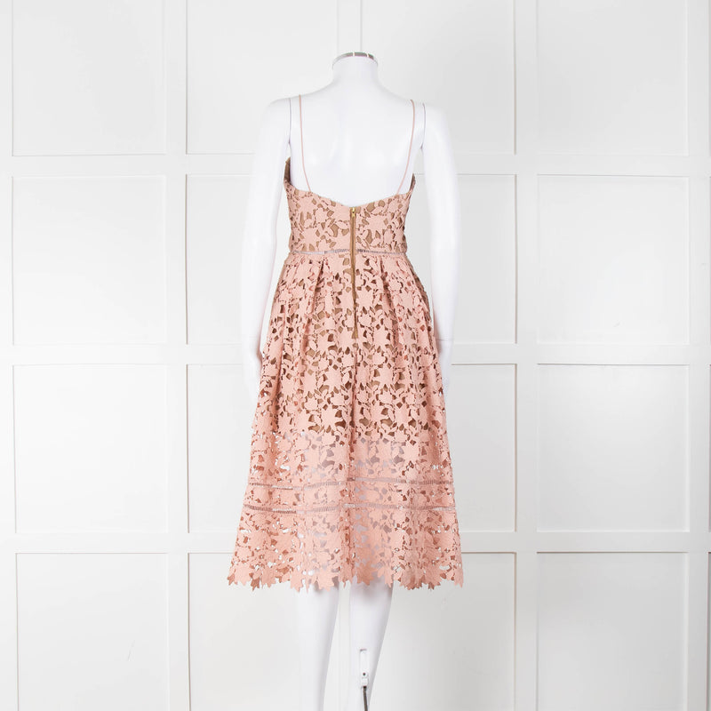 Self-Portrait Pink Lace Shoestring Strap Dress