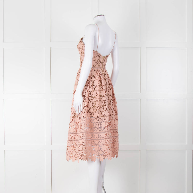 Self-Portrait Pink Lace Shoestring Strap Dress