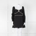 Self-Portrait Black Crepe Diamante Long Sleeve Mini Dress