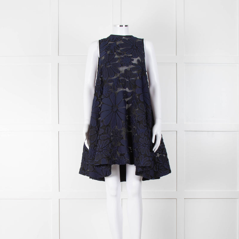 Victoria Victoria Beckham Blue And Black Floral Short Dress