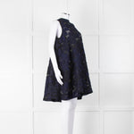 Victoria Victoria Beckham Blue And Black Floral Short Dress