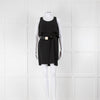 Chanel Black Draped Front Cream Buckle Patent Belt Dress