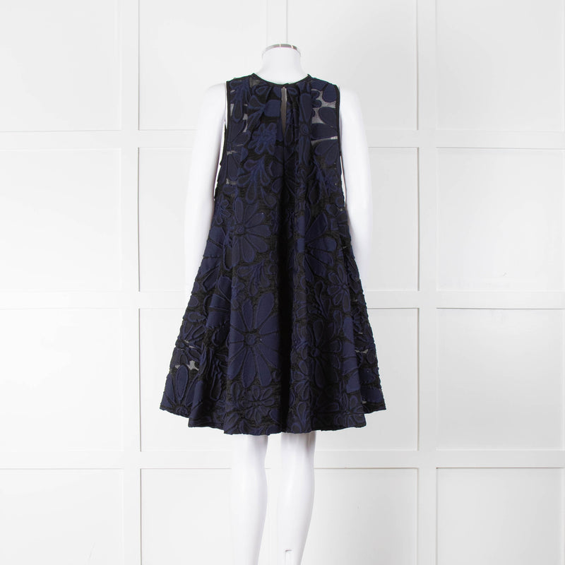 Victoria Victoria Beckham Blue And Black Floral Short Dress