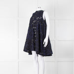 Victoria Victoria Beckham Blue And Black Floral Short Dress