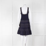 Sandro Navy Gold Detail Knit Sleeveless Dress