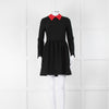 Maje Black Short Dress With Detachable Red Collar