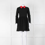 Maje Black Short Dress With Detachable Red Collar