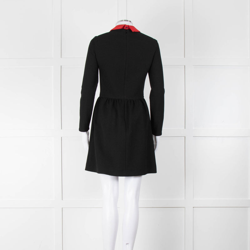 Maje Black Short Dress With Detachable Red Collar