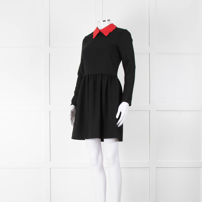 Maje Black Short Dress With Detachable Red Collar