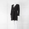 Sandro Black Short Coat Dress Diamante Buttons