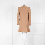 Stella McCartney Tan Camel Wool Mix Peplum Hem Coat