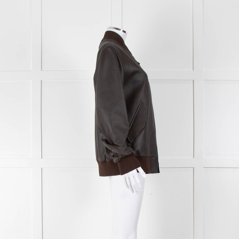 Coach Brown Leather Bomber Jacket