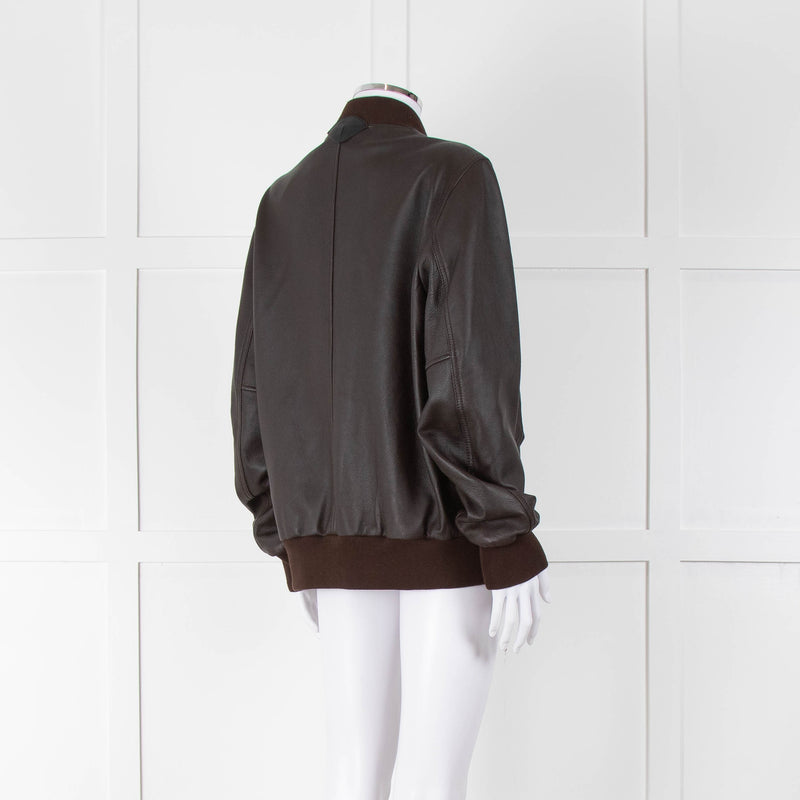 Coach Brown Leather Bomber Jacket