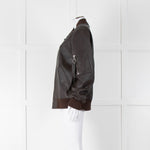 Coach Brown Leather Bomber Jacket