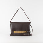 Victoria Beckham Chain Pouch With Gold Link Clutch Brown