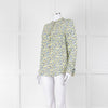 Equipment Blue and Yellow Micro Floral Print Collarless Blouse