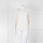 Equipment Collarless Cream Blouse with Chest Pocket