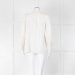 Equipment Collarless Cream Blouse with Chest Pocket